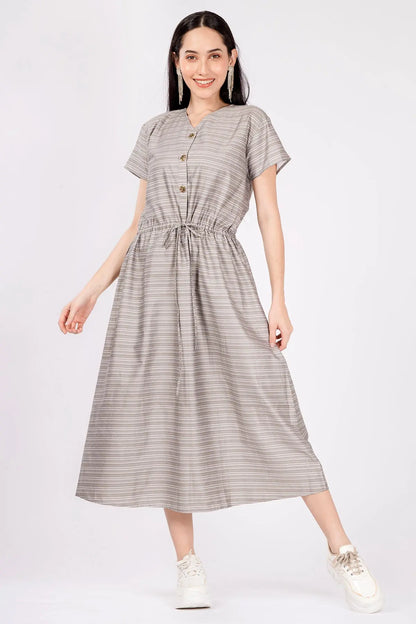 Green Umber Drawstring Dress SNEHA B