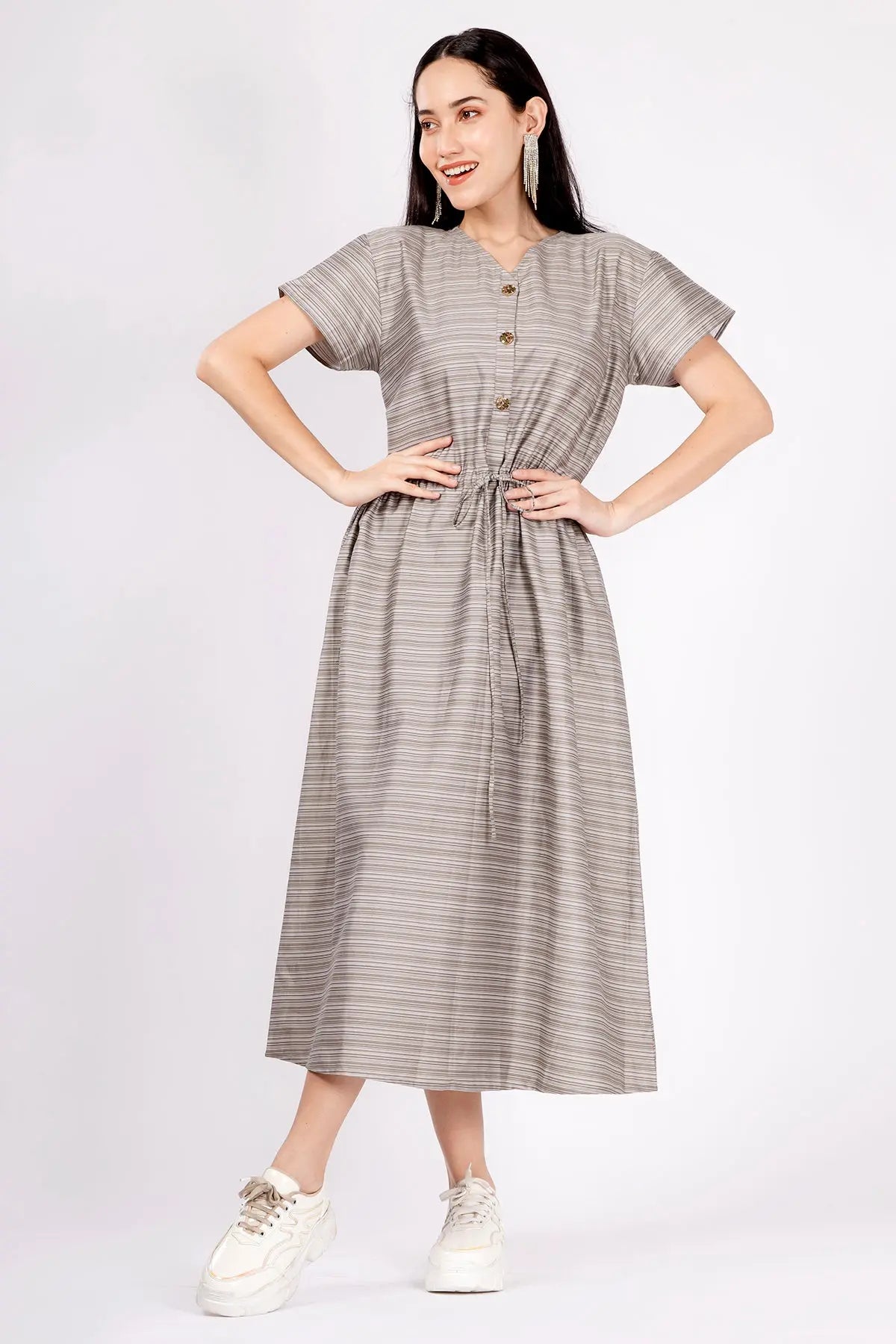 Green Umber Drawstring Dress SNEHA B