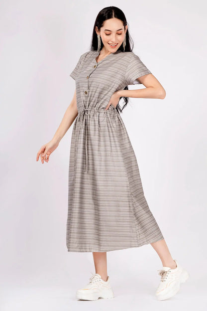 Green Umber Drawstring Dress SNEHA B