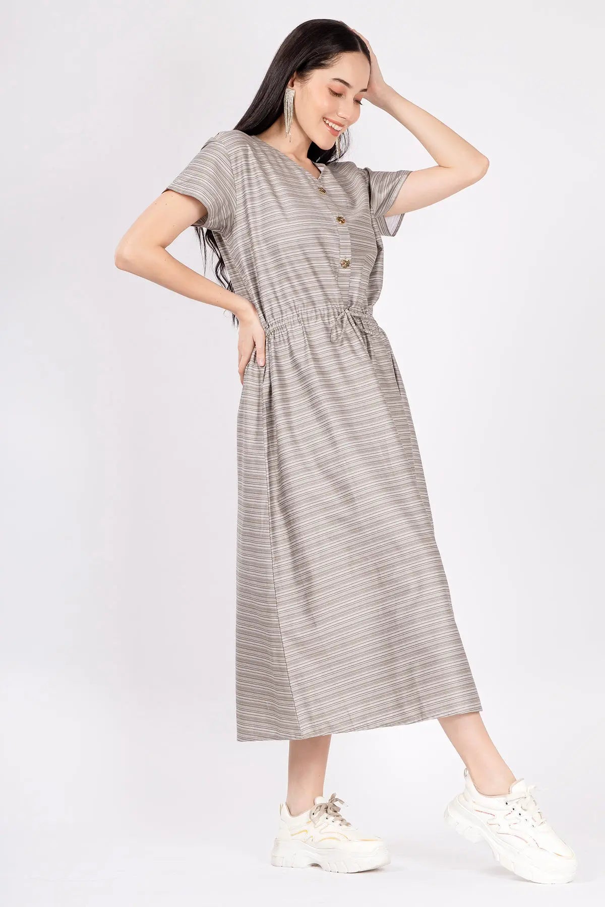 Green Umber Drawstring Dress SNEHA B