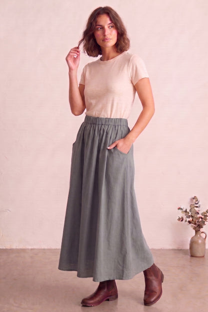 Grey Ankle Length Flare Skirt