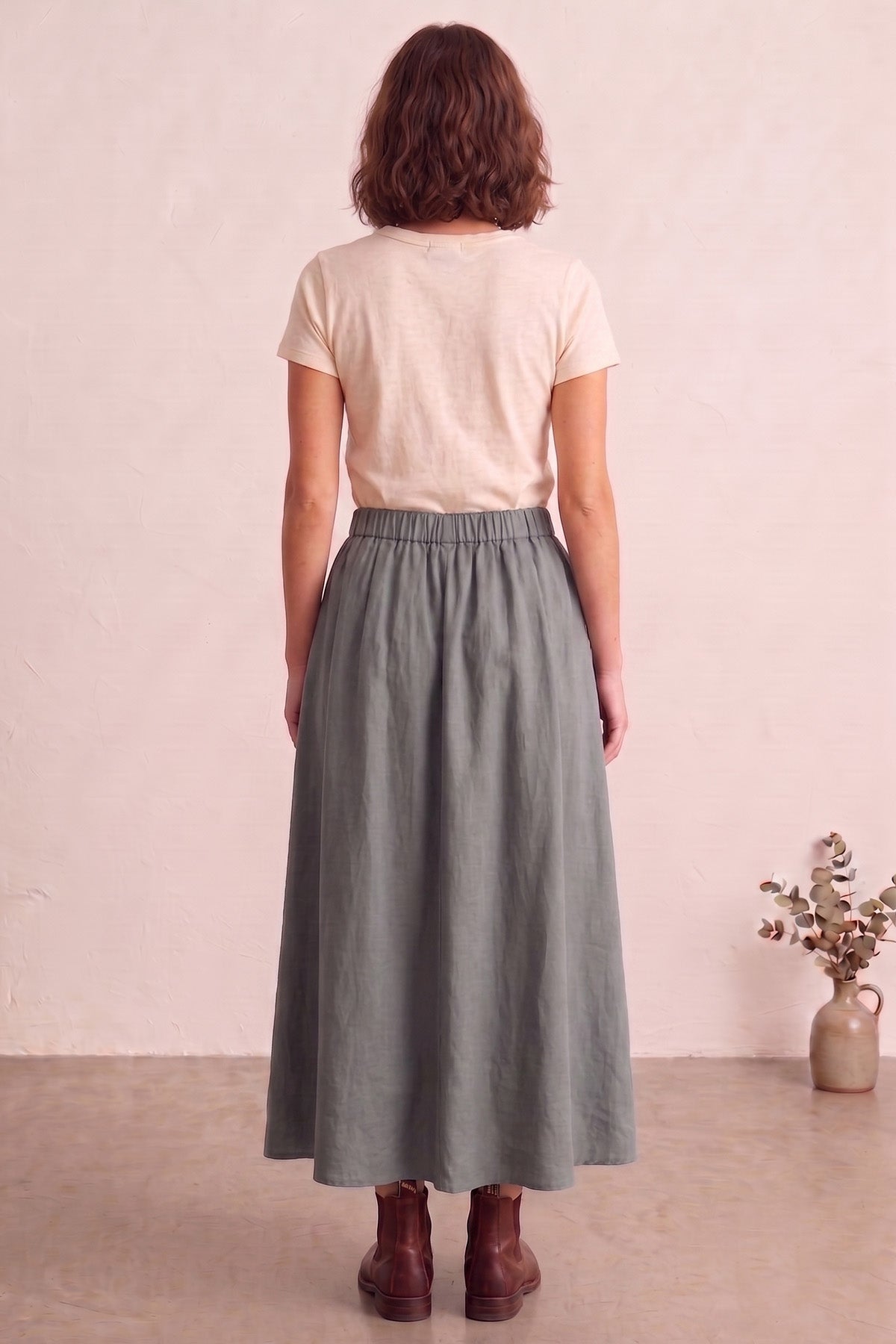 Grey Ankle Length Flare Skirt