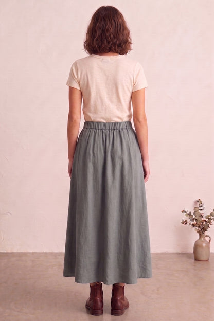Grey Ankle Length Flare Skirt