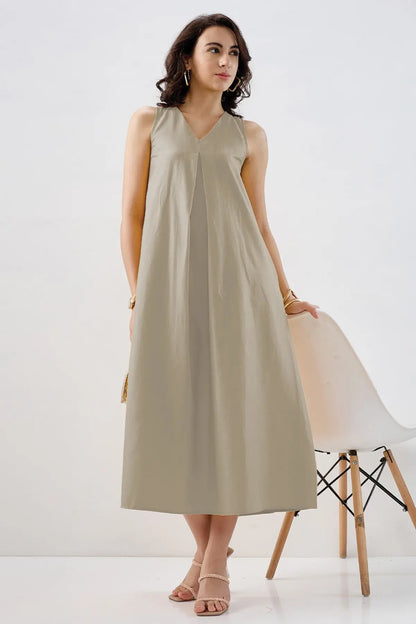 Grey Box Pleated Cotton Dress SNEHA B