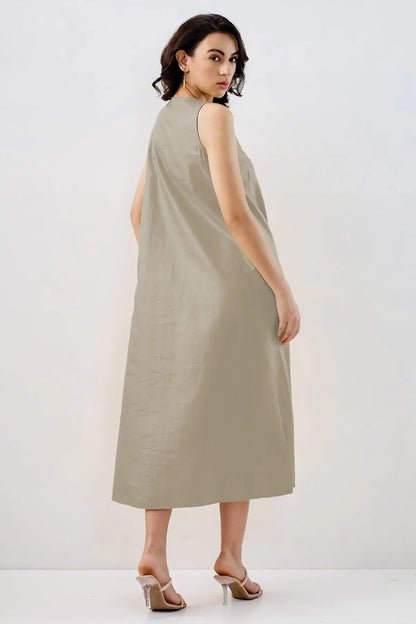 Grey Box Pleated Cotton Dress SNEHA B