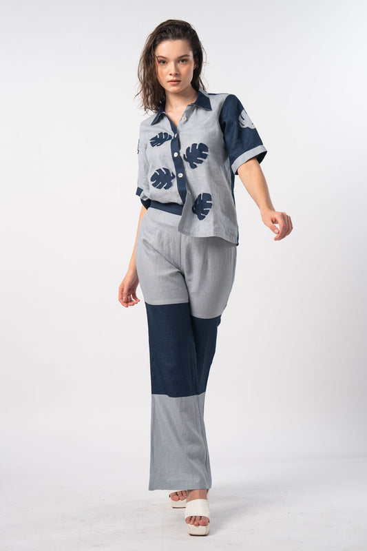 Buy Grey Blue Patchwork Co-ord Set by SNEHA B