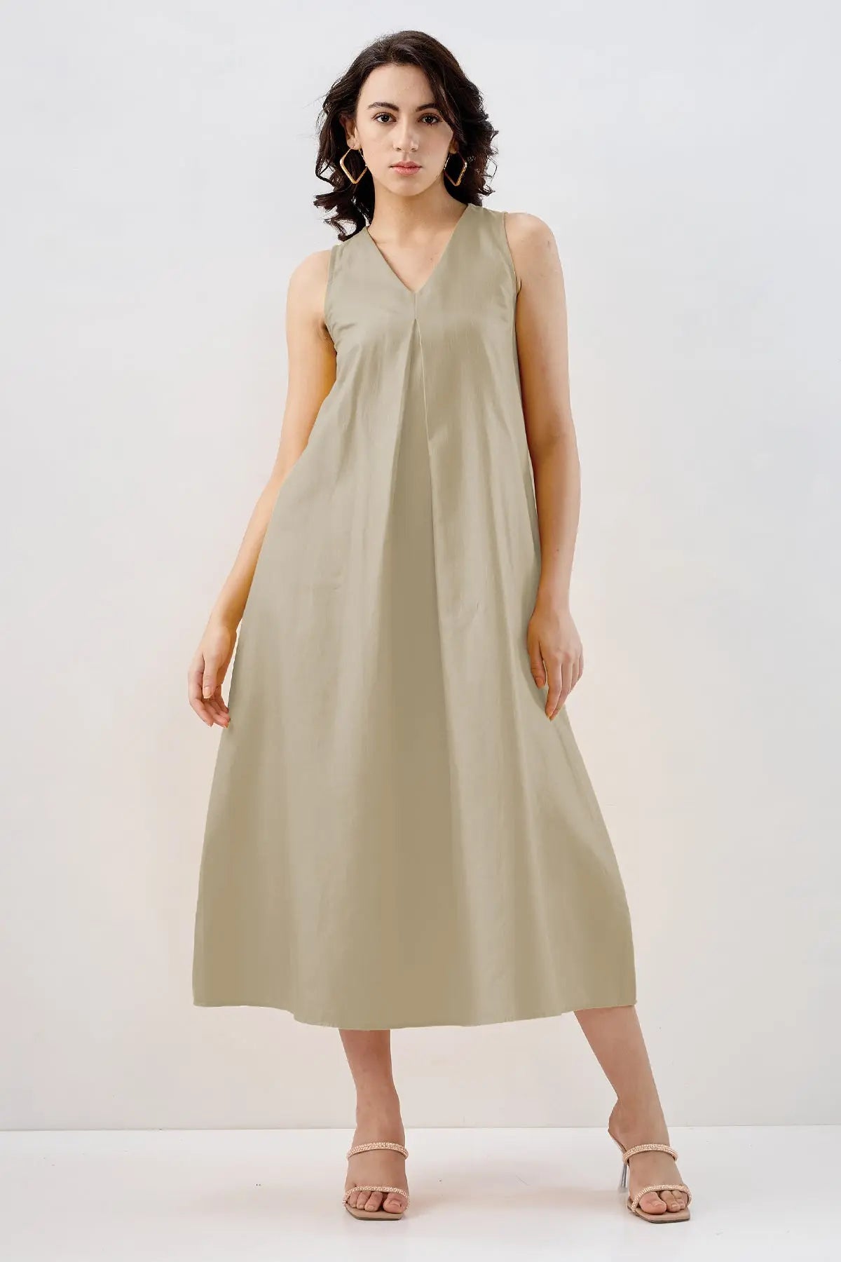 Grey Box Pleated Cotton Dress SNEHA B