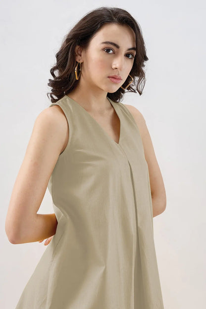 Grey Box Pleated Cotton Dress SNEHA B