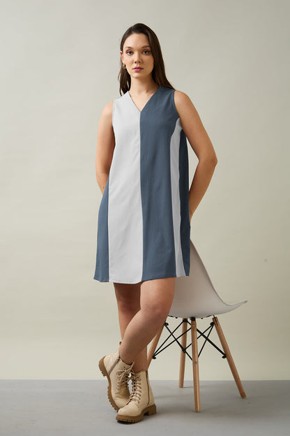 Buy Grey & Chalk Colourblock Dress by SNEHA B