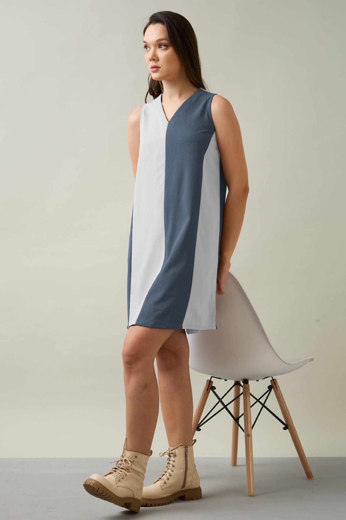 Grey & Chalk Colourblock Dress