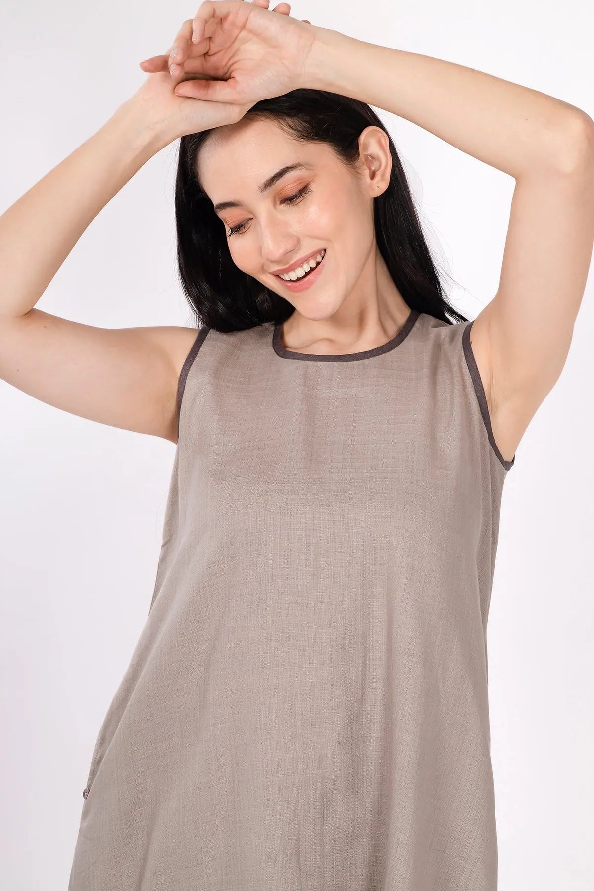 Grey Colour Block Flared Dress SNEHA B