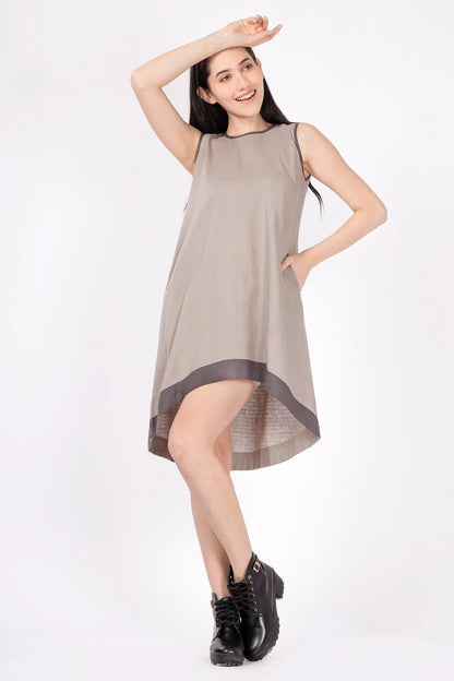 Shop Grey Colour Block Flared Dress by SNEHA B