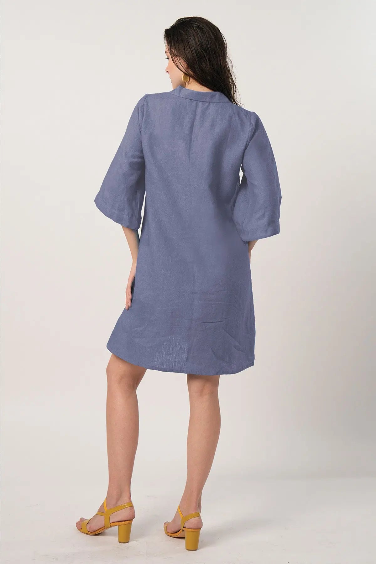 Grey Cotton Linen Shirt Dress SNEHA B