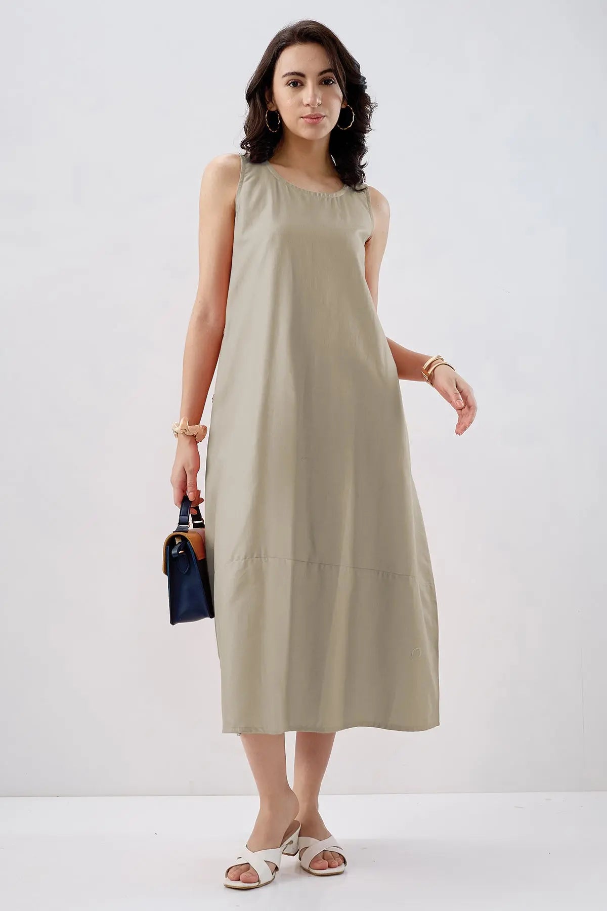 Grey Cotton Sleeveless Dress SNEHA B