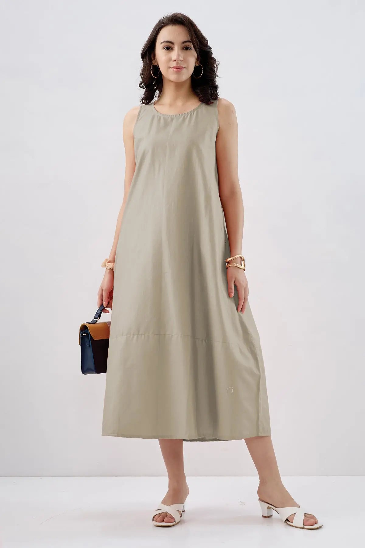 Shop Grey Cotton Sleeveless Dress by SNEHA B