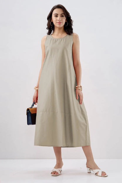 Shop Grey Cotton Sleeveless Dress by SNEHA B