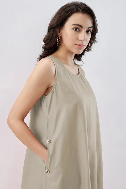 Grey Cotton Sleeveless Dress SNEHA B