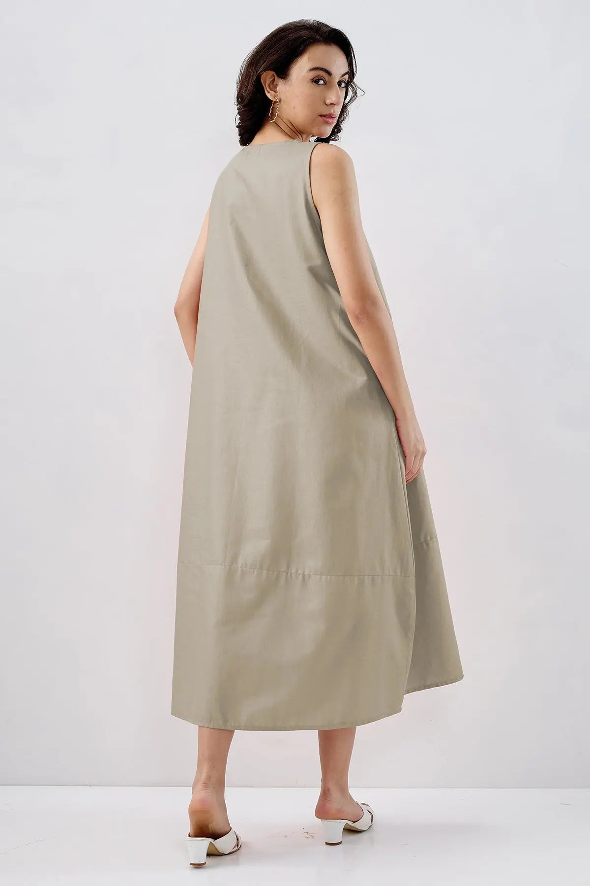 Grey Cotton Sleeveless Dress SNEHA B