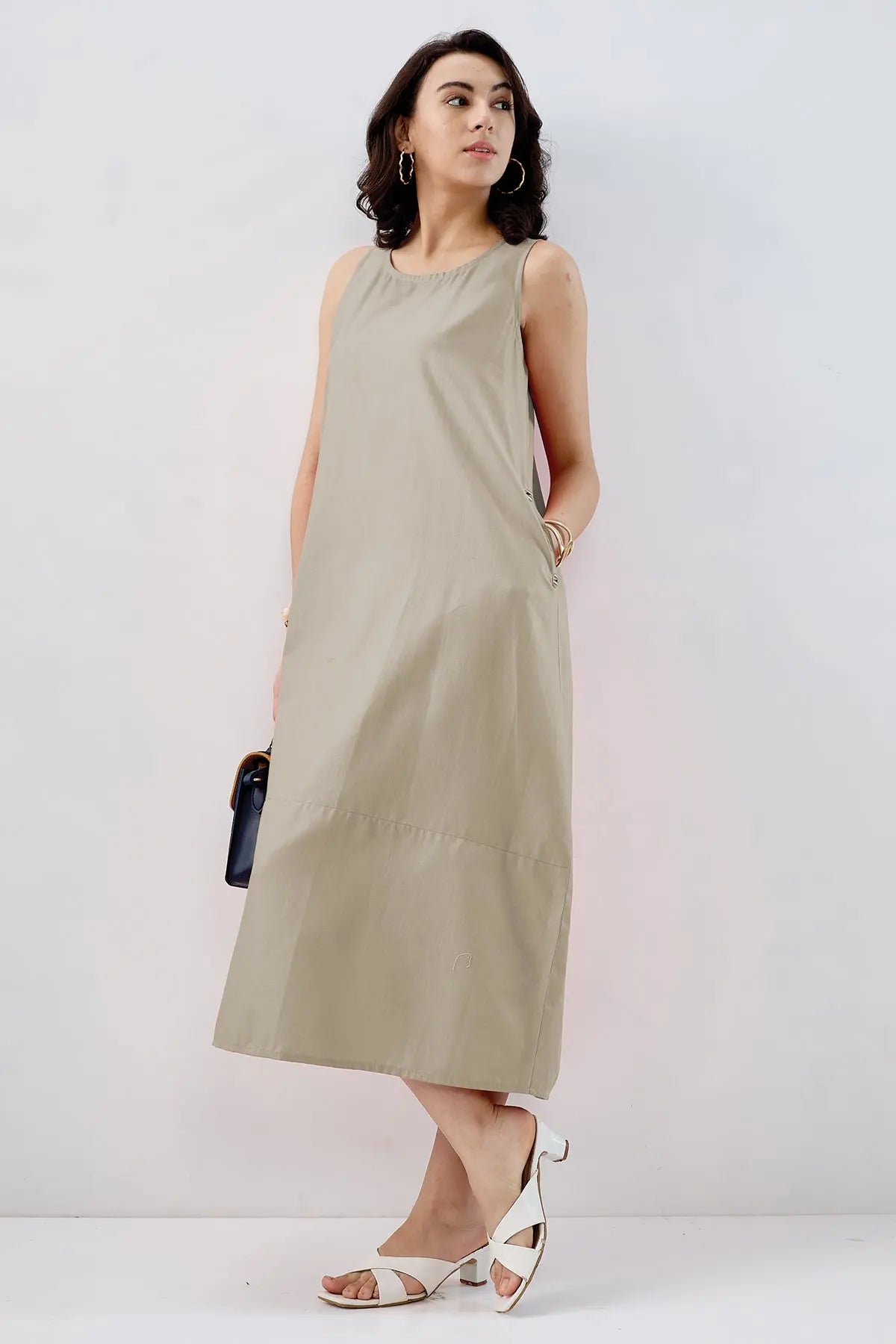 Grey Cotton Sleeveless Dress SNEHA B