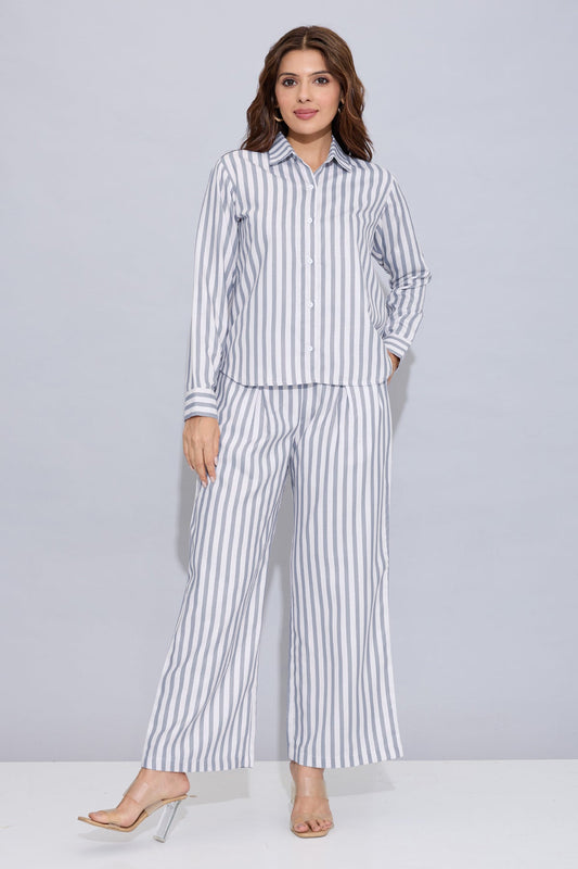 Buy Grey Pure Cotton Stripe Pants by SNEHA B