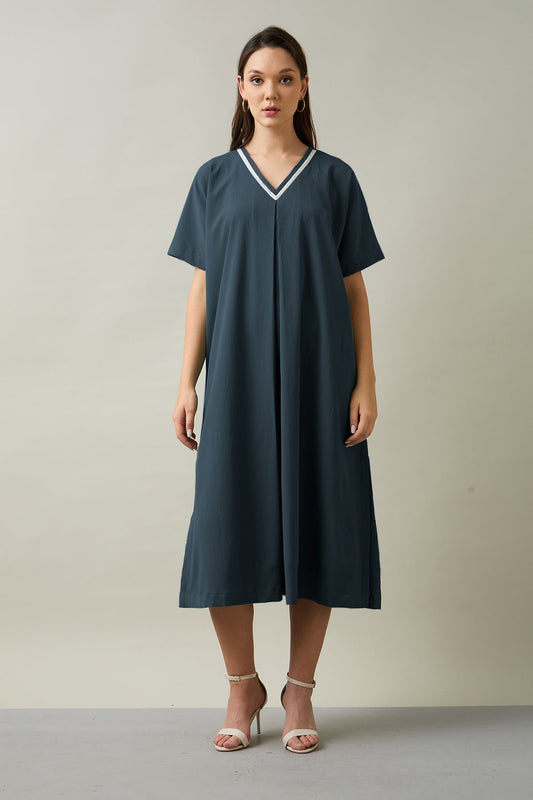 Buy Grey Relaxed Fit Midi Dress by SNEHA B
