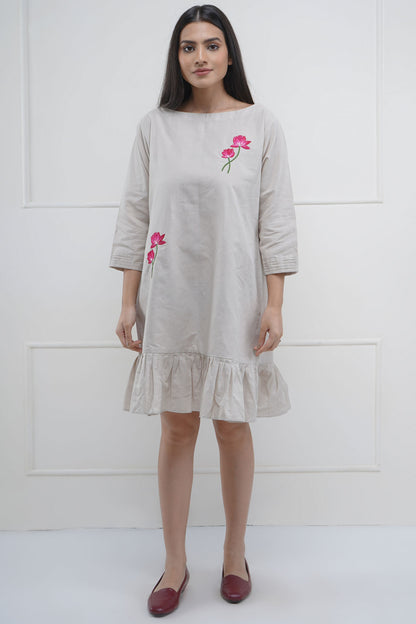 Grey Resham Embroidered Dress