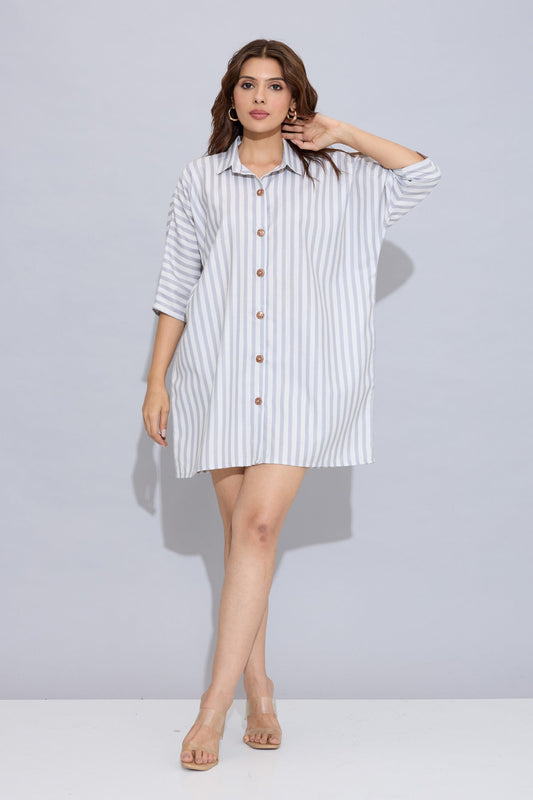 Grey Stripes Oversized Dress