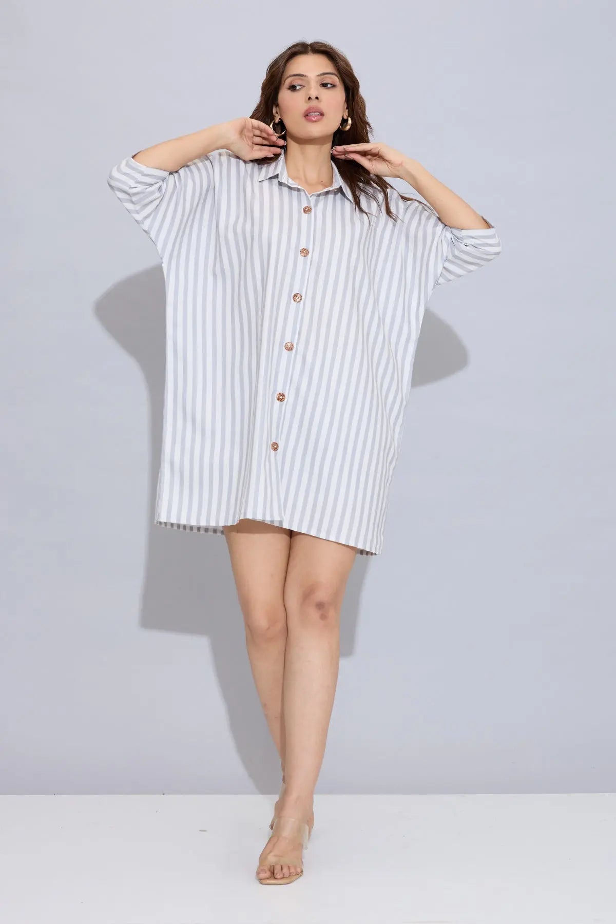 Grey Stripes Oversized Dress SNEHA B