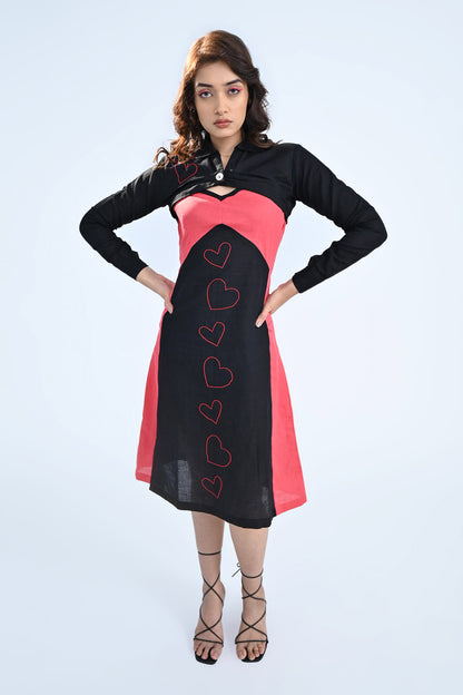 Heart Embroidered Crop Jacket