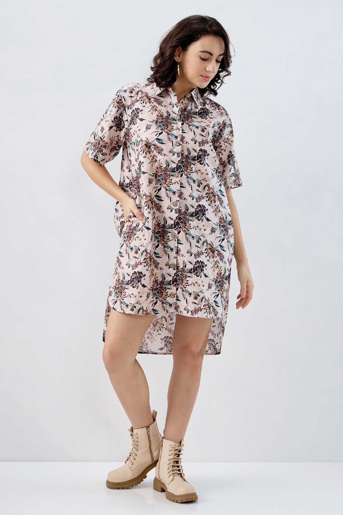 High Low Printed Cotton Dress