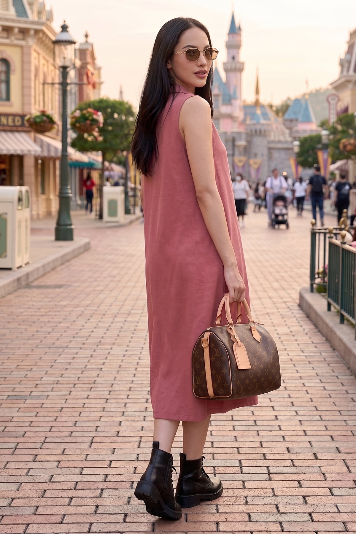 Honeycomb Raspberry Midi Dress