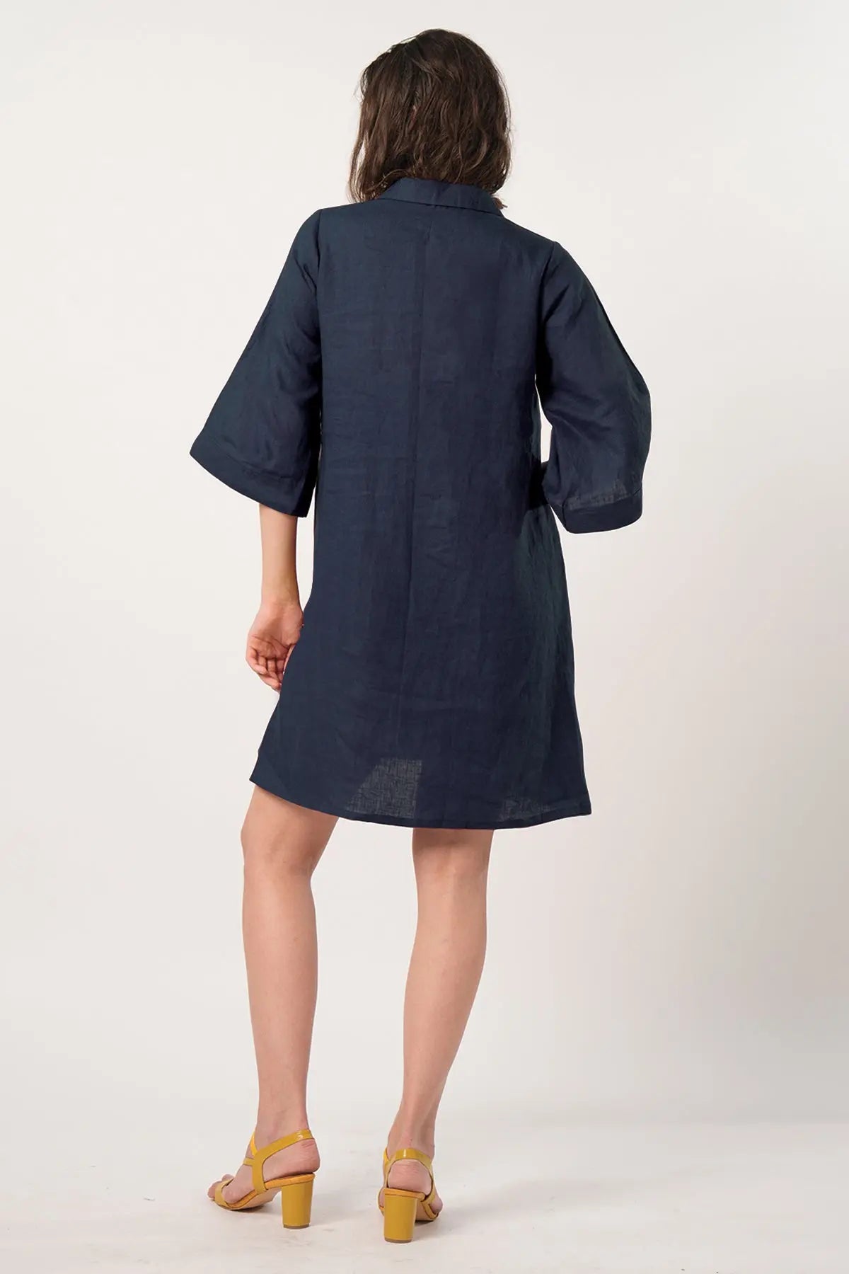 Ink Blue Buttoned Shirt Dress SNEHA B