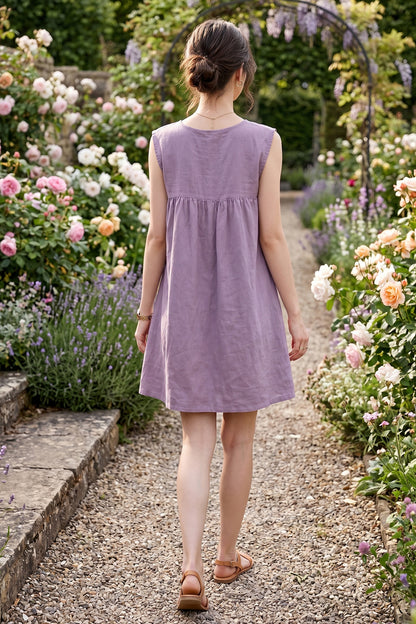 Lavender Gathered Mini Dress