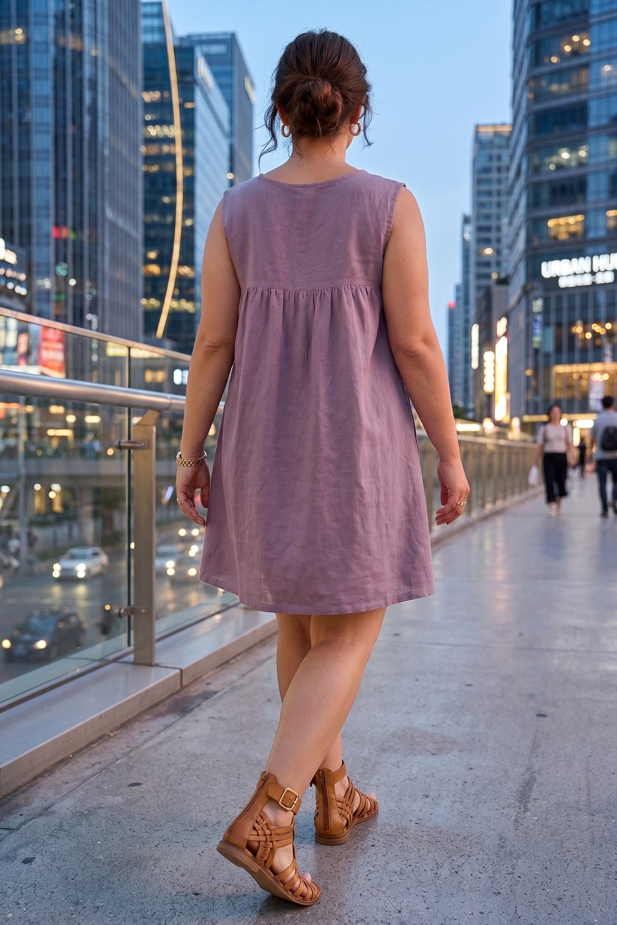 Lavender Gathered Mini Dress