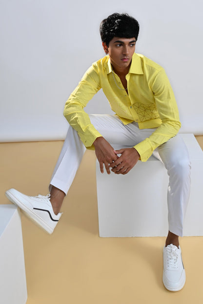 Lemon Geometric Embroidered Shirt
