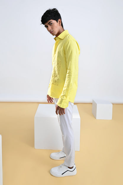 Lemon Geometric Embroidered Shirt