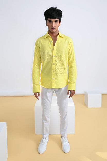 Lemon Geometric Embroidered Shirt