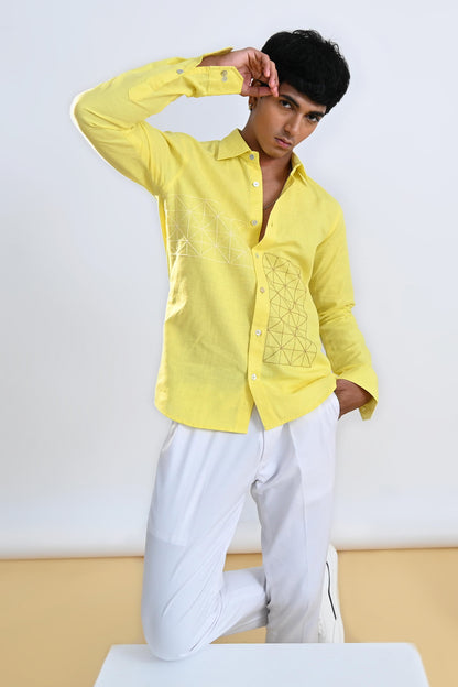 Lemon Geometric Embroidered Shirt
