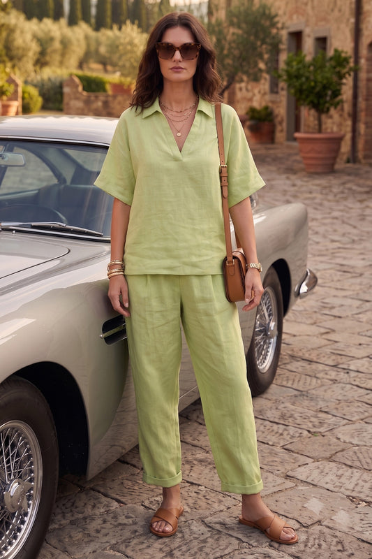 Lettuce Green Half Sleeves Top
