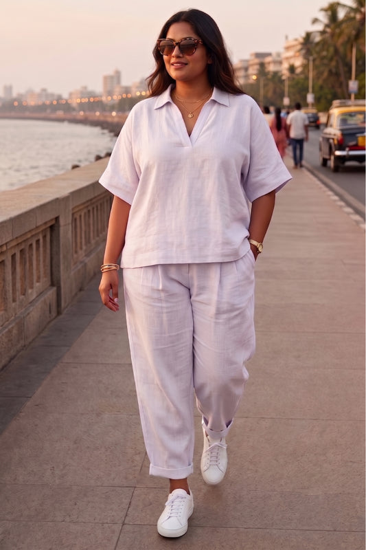 Light Purple Half Sleeves Top