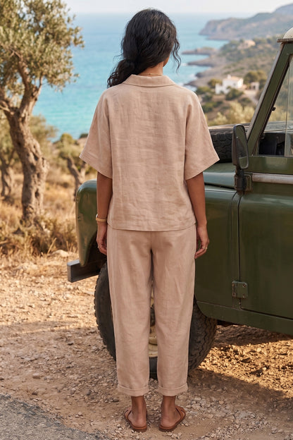 Light Taupe Half Sleeves Top