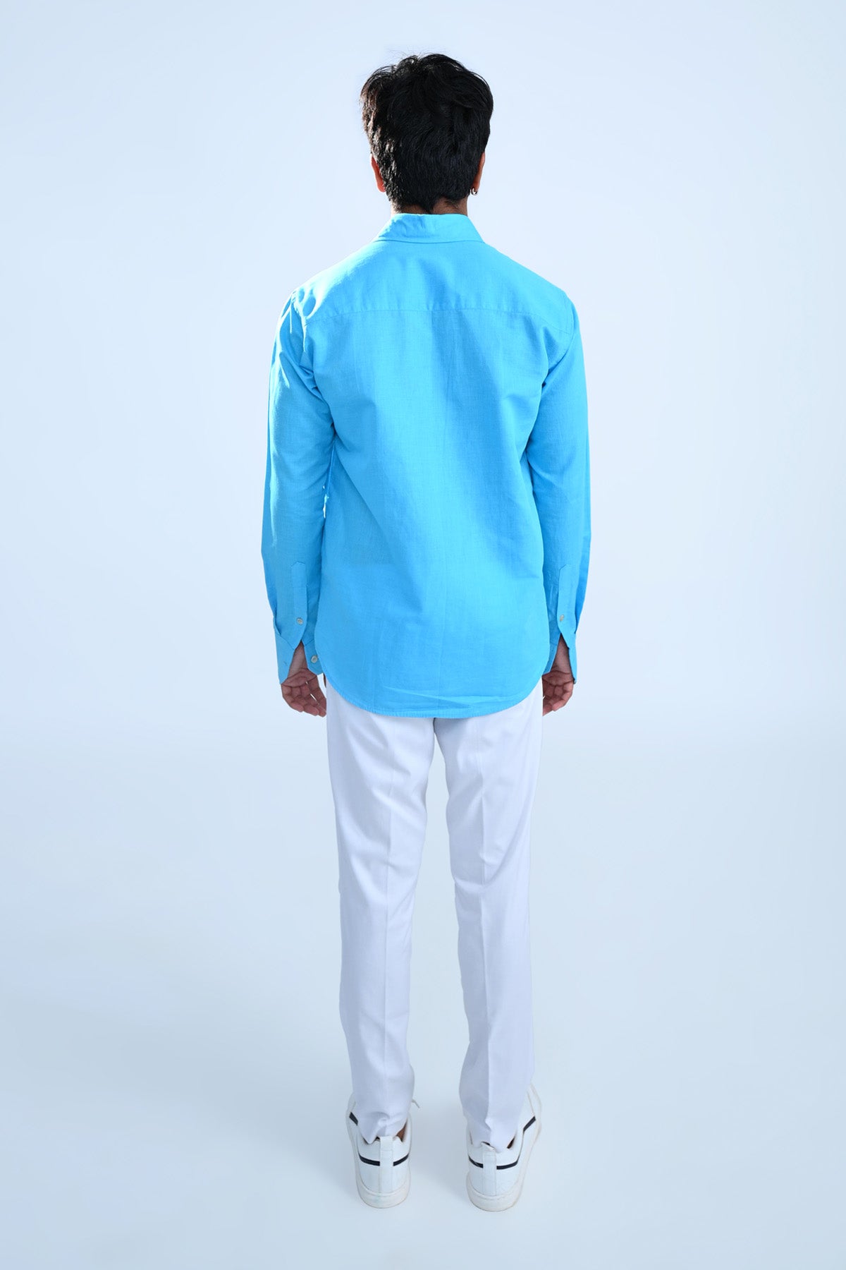 Light Blue Geometric Embroidered Shirt