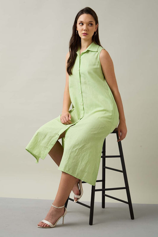 Buy Light Green Button Shirt Dress by SNEHA B