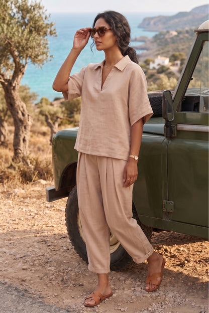 Light Taupe Double Pleated Pant