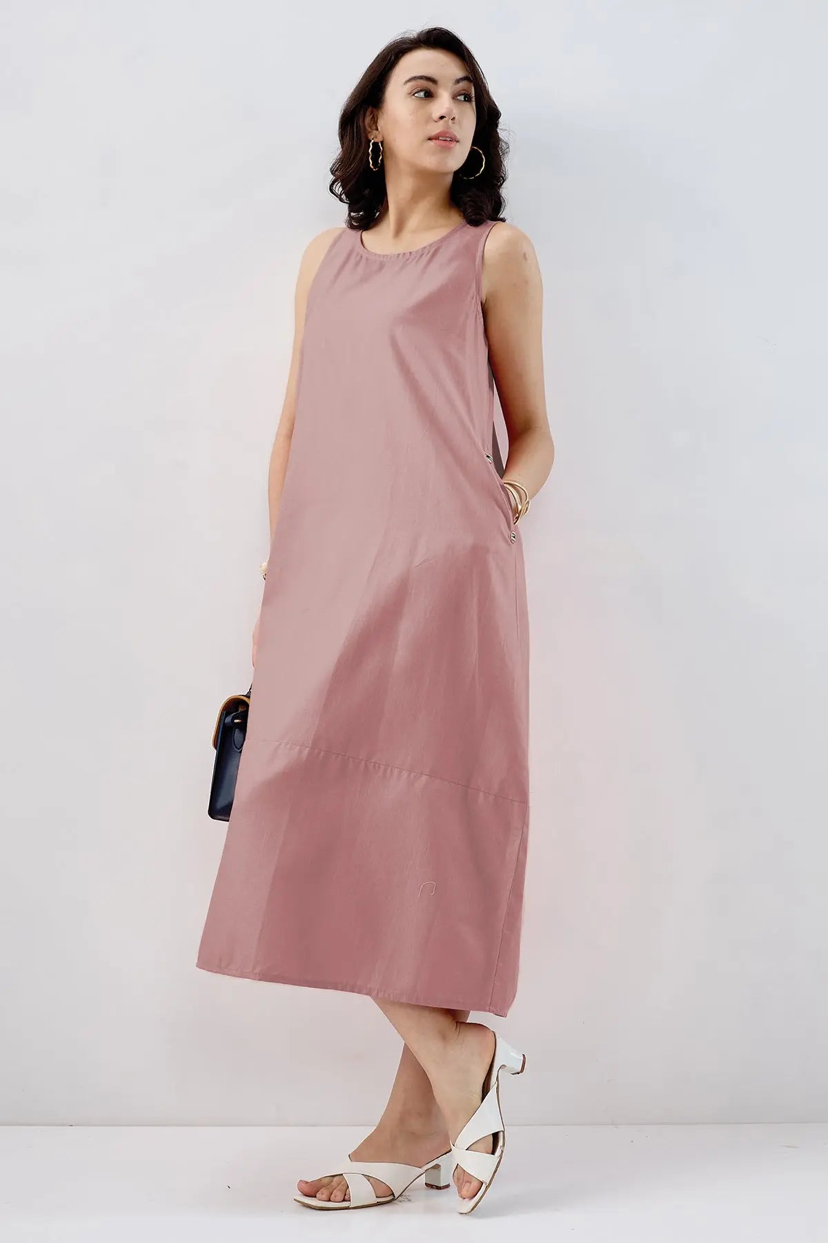 Mauve Cotton Sleeveless Dress SNEHA B