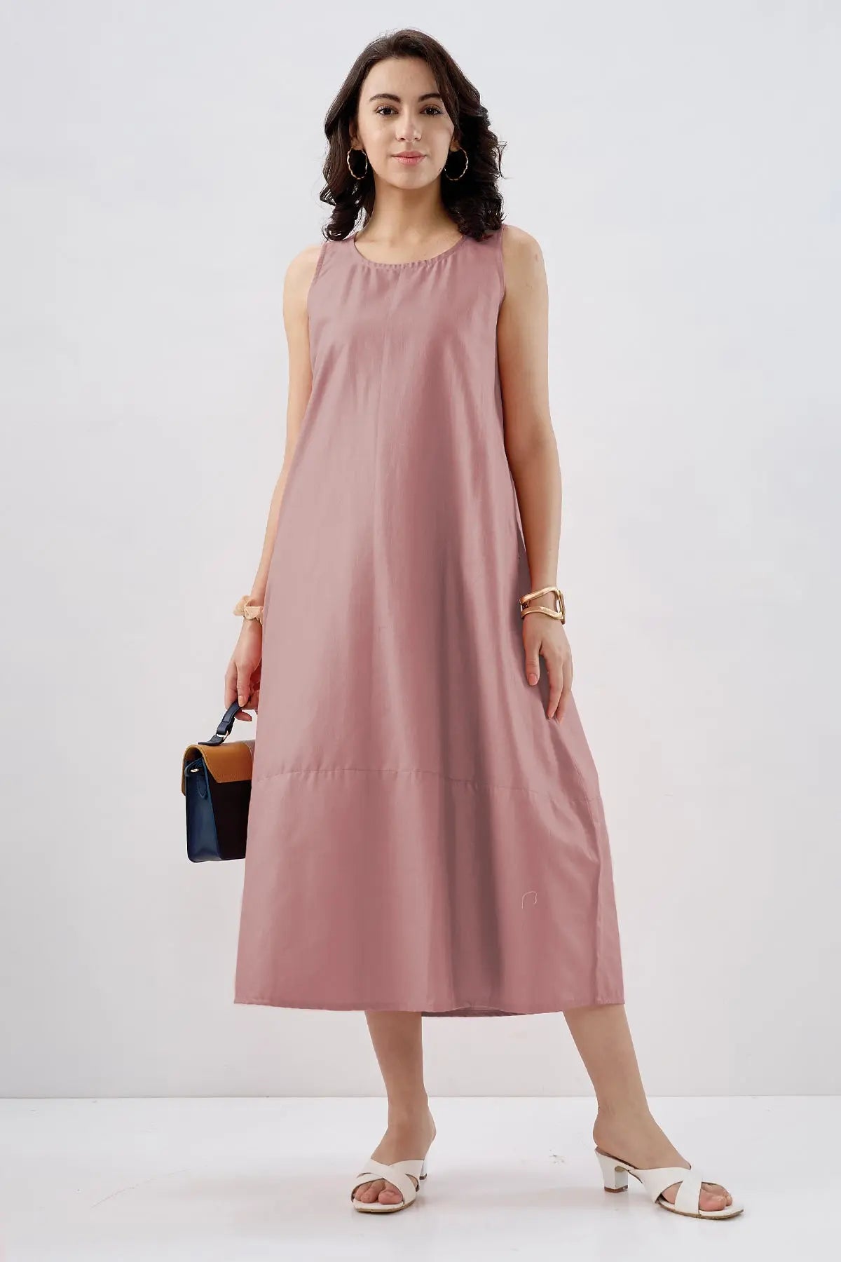 Mauve Cotton Sleeveless Dress SNEHA B