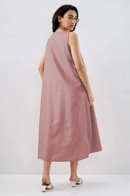 Mauve Cotton Sleeveless Dress SNEHA B