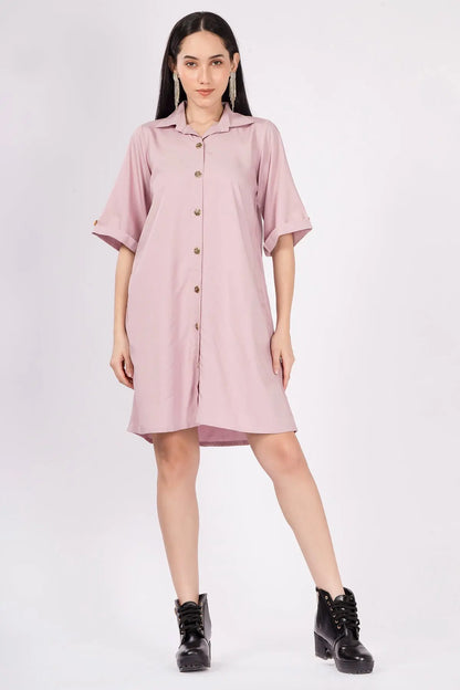Shop Mauve Bamboo Cotton Shirt Dress by SNEHA B