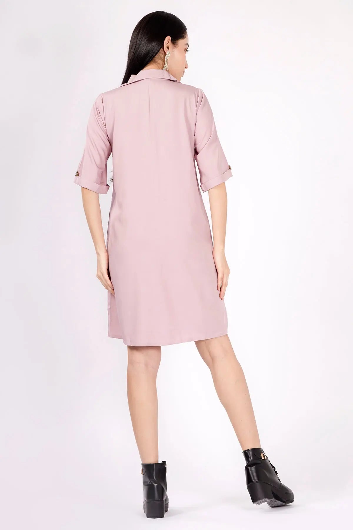 Mauve Bamboo Cotton Shirt Dress SNEHA B