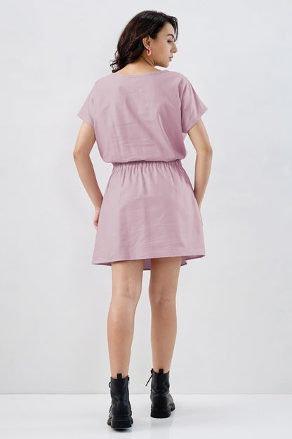 Mauve Elasticated Mini Dress